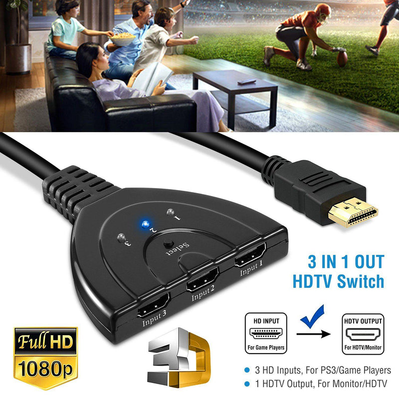 HDMI 1080P 3-in-1 Output HDTV Switch Splitter TV & Video - DailySale