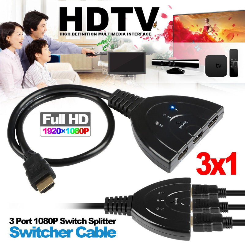HDMI 1080P 3-in-1 Output HDTV Switch Splitter TV & Video - DailySale