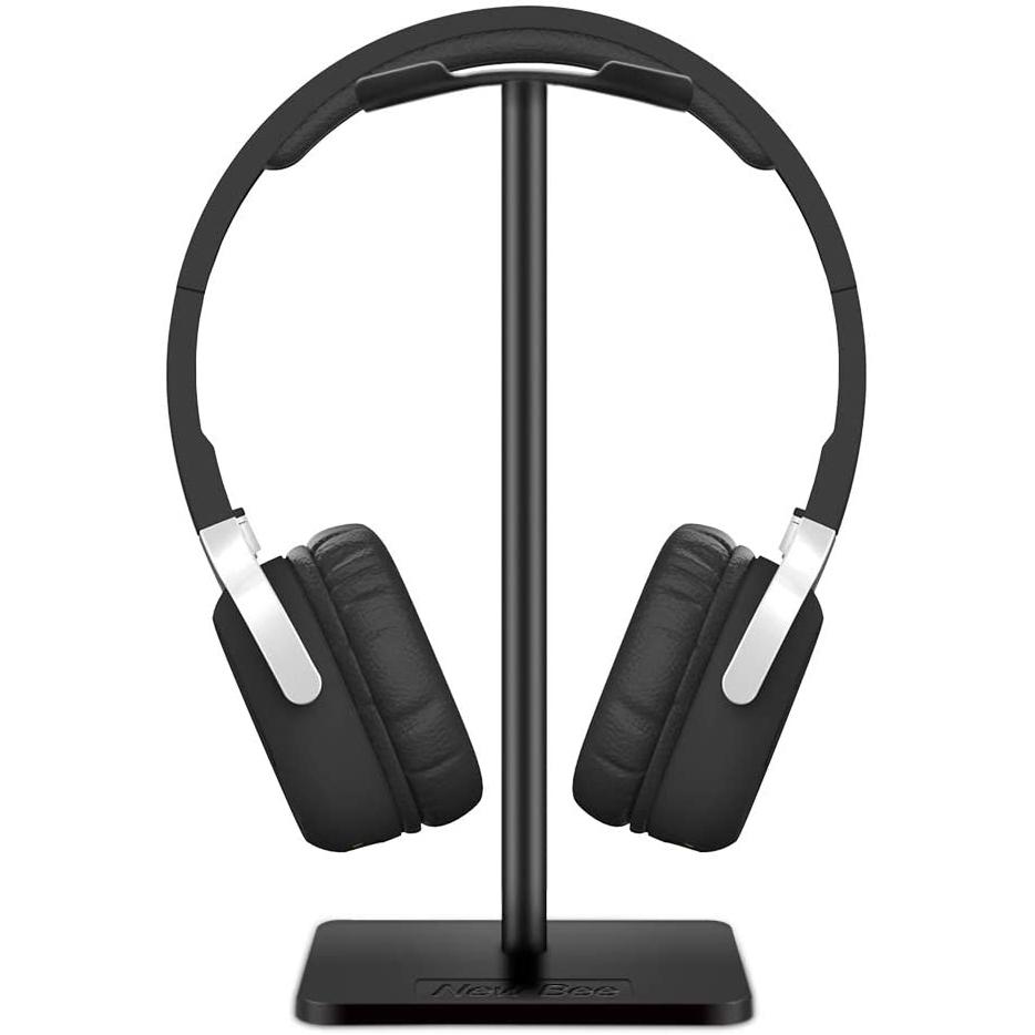 Headphone Stand with Aluminum Supporting Bar Flexible Headrest Headphones & Audio Black - DailySale