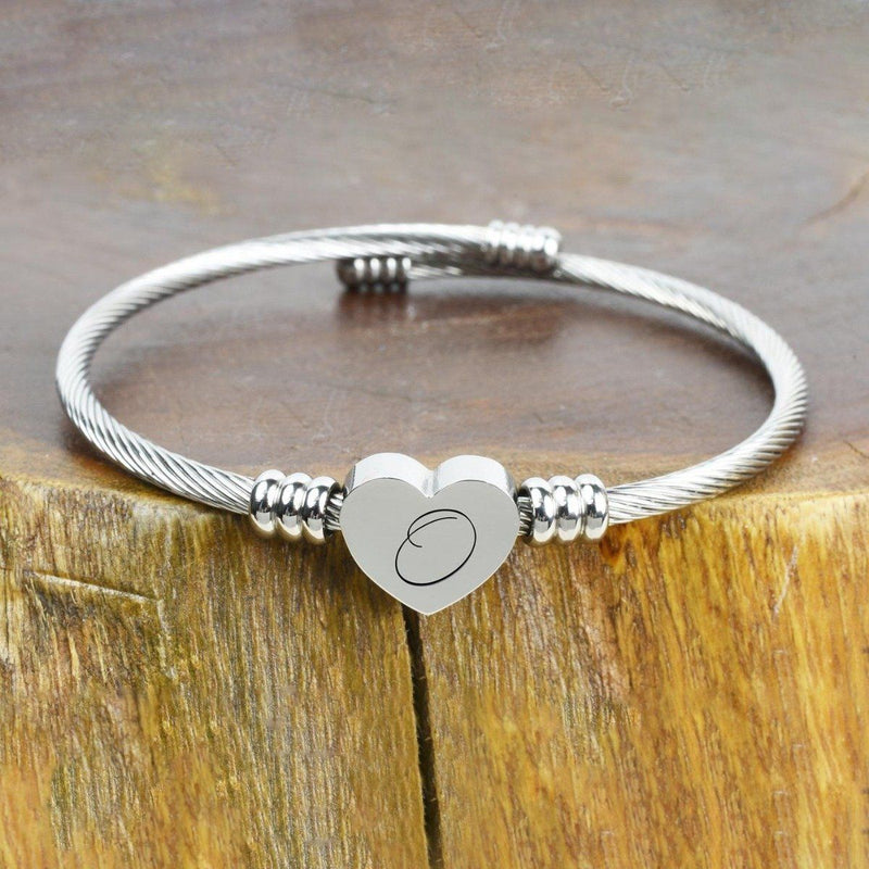 Heart Cable Initial Bracelet Hypoallergenic and Adjustable Jewelry O - DailySale