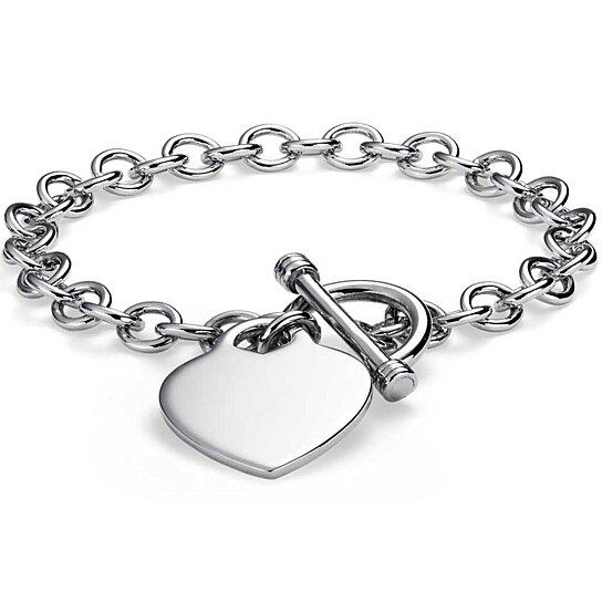 Heart Charm Toggle Bracelet Bracelets White Gold - DailySale