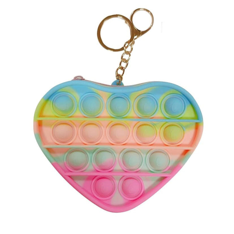 Heart Push Pop Pouch with Zipper Toys & Games Pastel Rainbow - DailySale