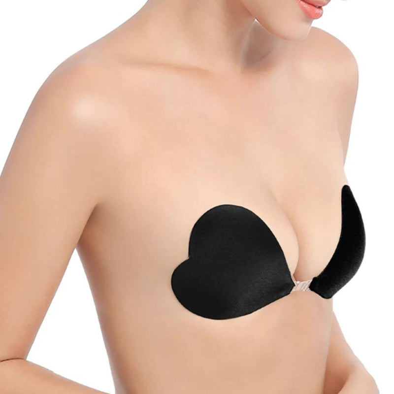 Heart Shaped Cleavage Strapless Bra With Clip Women's Clothing Black - DailySale