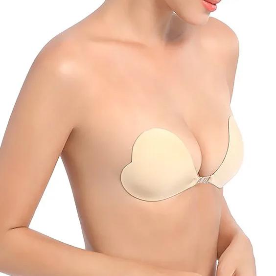 Heart Shaped Cleavage Strapless Bra With Clip Women's Clothing Nude - DailySale