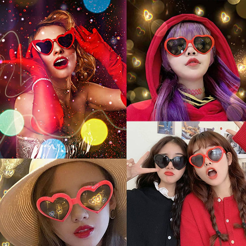 Heart Shaped Sunglasses EDM Festival Light Changing Eyewear Heart Effect Women's Shoes & Accessories - DailySale