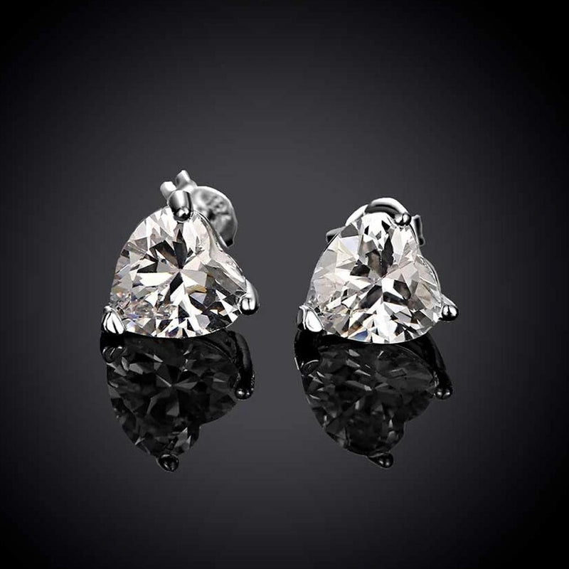 Heart Stud Earrings Made with Swarovski Elements in Sterling Silver Plated Jewelry - DailySale