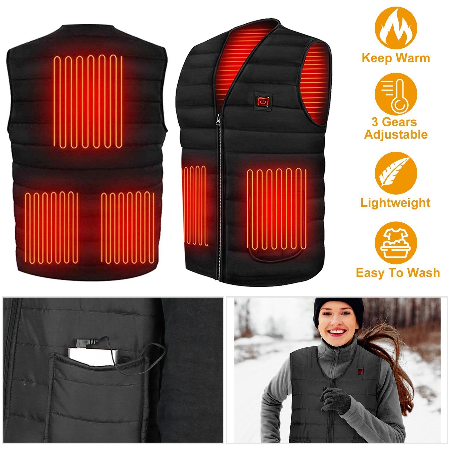 Heat Jacket Vest Men's Clothing - DailySale