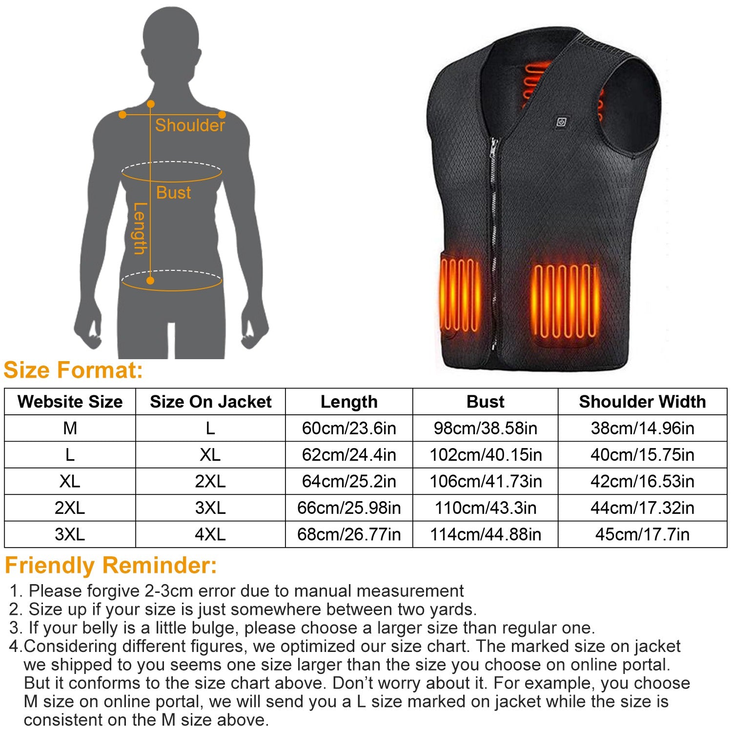 Heat Jacket Vest with 3 Adjustable Temperatures Men's Outerwear - DailySale