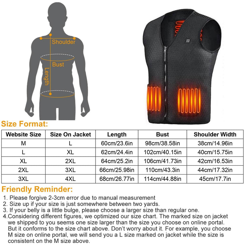 Heat Jacket Vest with 3 Adjustable Temperatures Men's Outerwear - DailySale