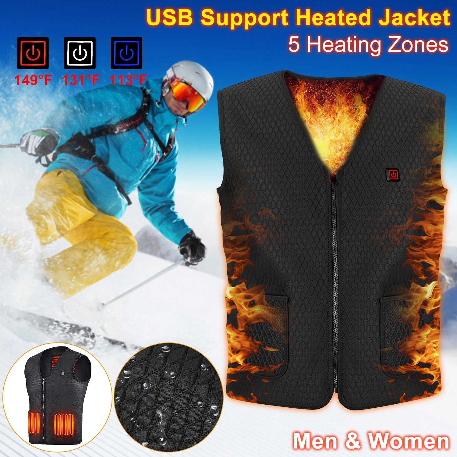 Heat Jacket Vest with 3 Adjustable Temperatures Men's Outerwear - DailySale