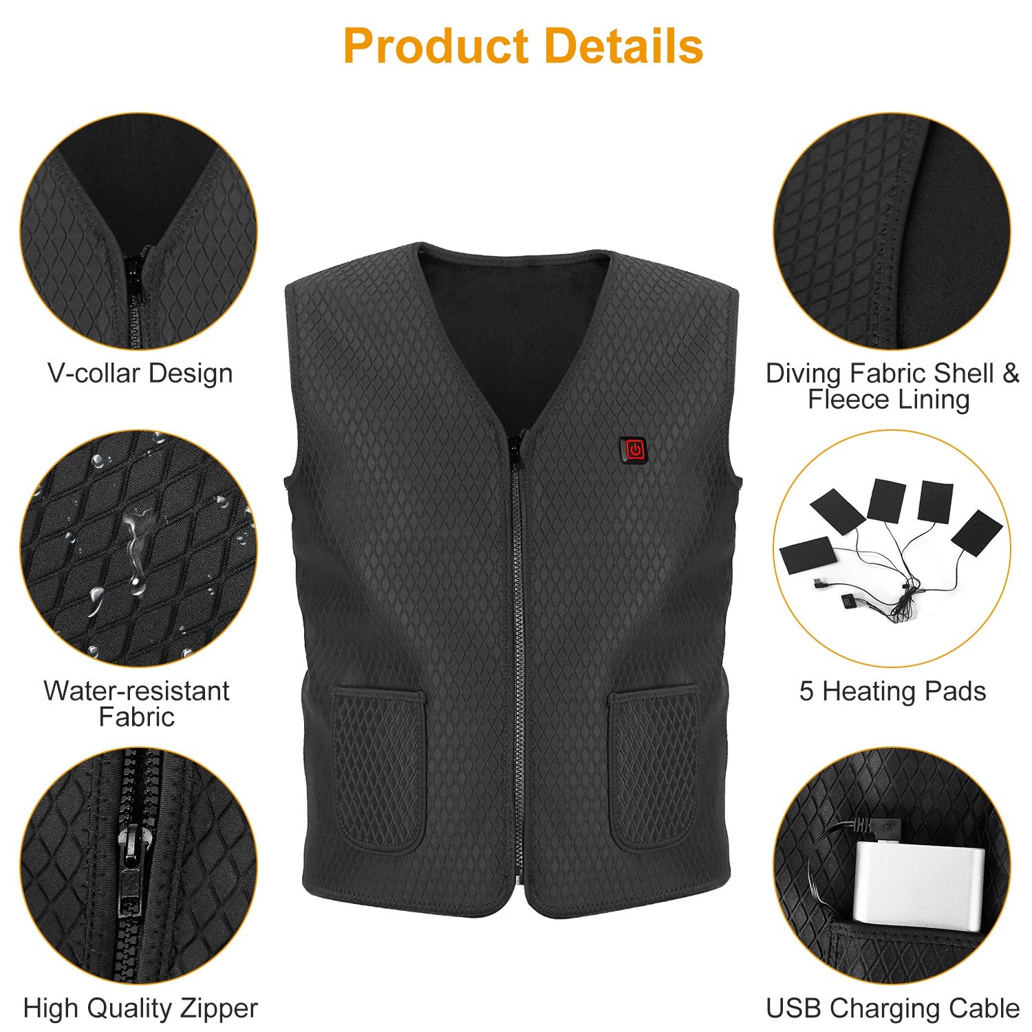 Heat Jacket Vest with 3 Adjustable Temperatures Men's Outerwear - DailySale