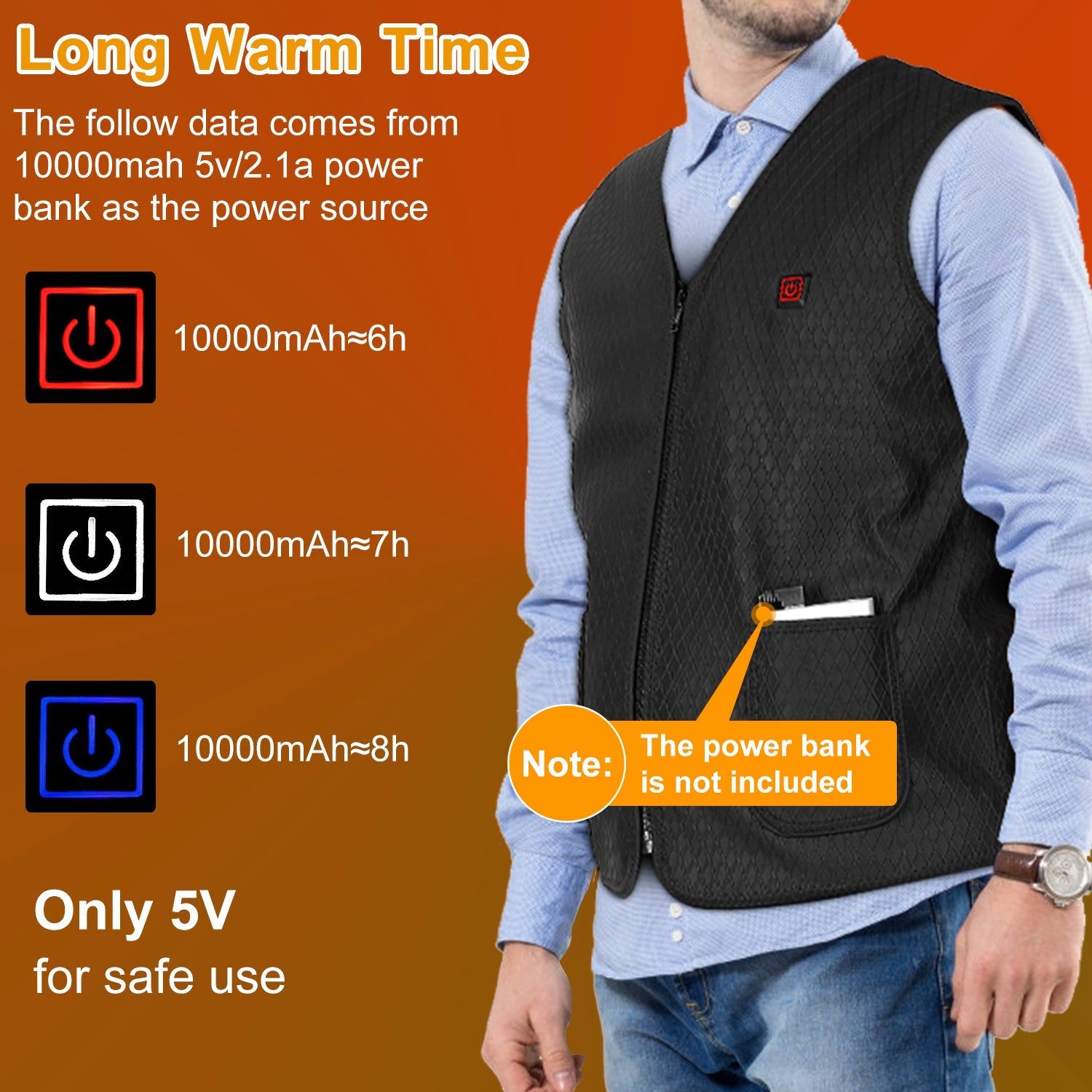 Heat Jacket Vest with 3 Adjustable Temperatures Men's Outerwear - DailySale