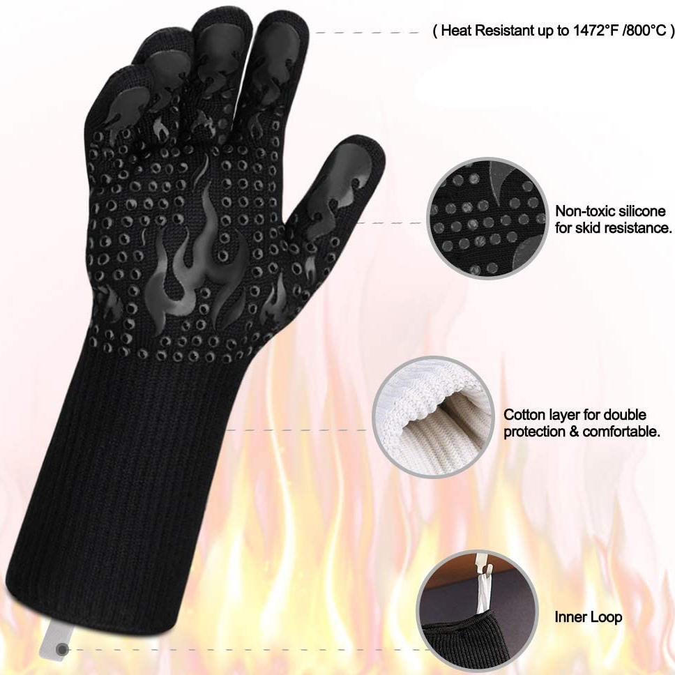 Heat Resistant Grilling Long Silicone Non-Slip Gloves Kitchen & Dining - DailySale