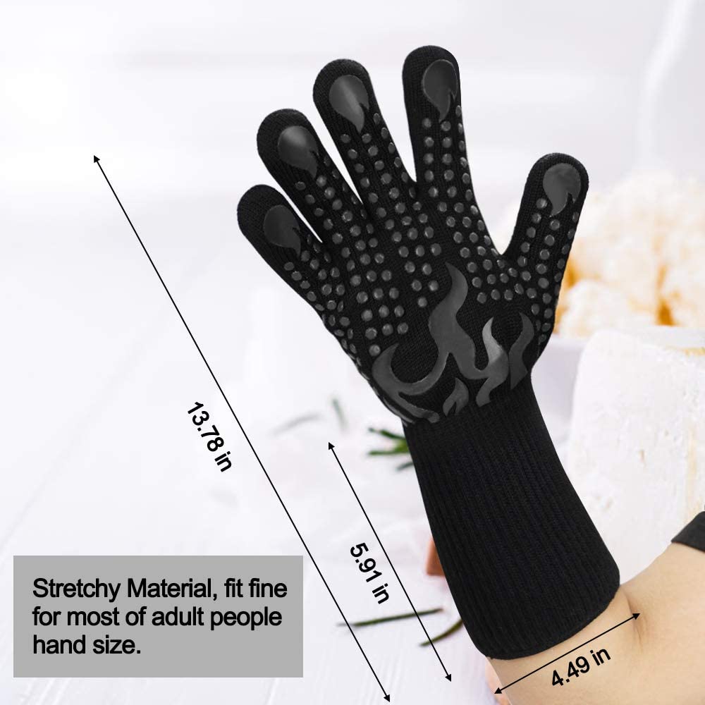 Heat Resistant Grilling Long Silicone Non-Slip Gloves Kitchen & Dining - DailySale