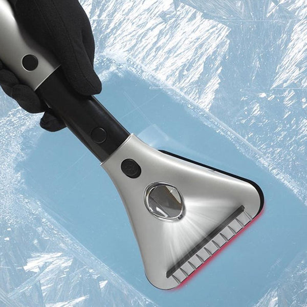 Heated Ice Scraper with Built-In Wide-Beam LED Light