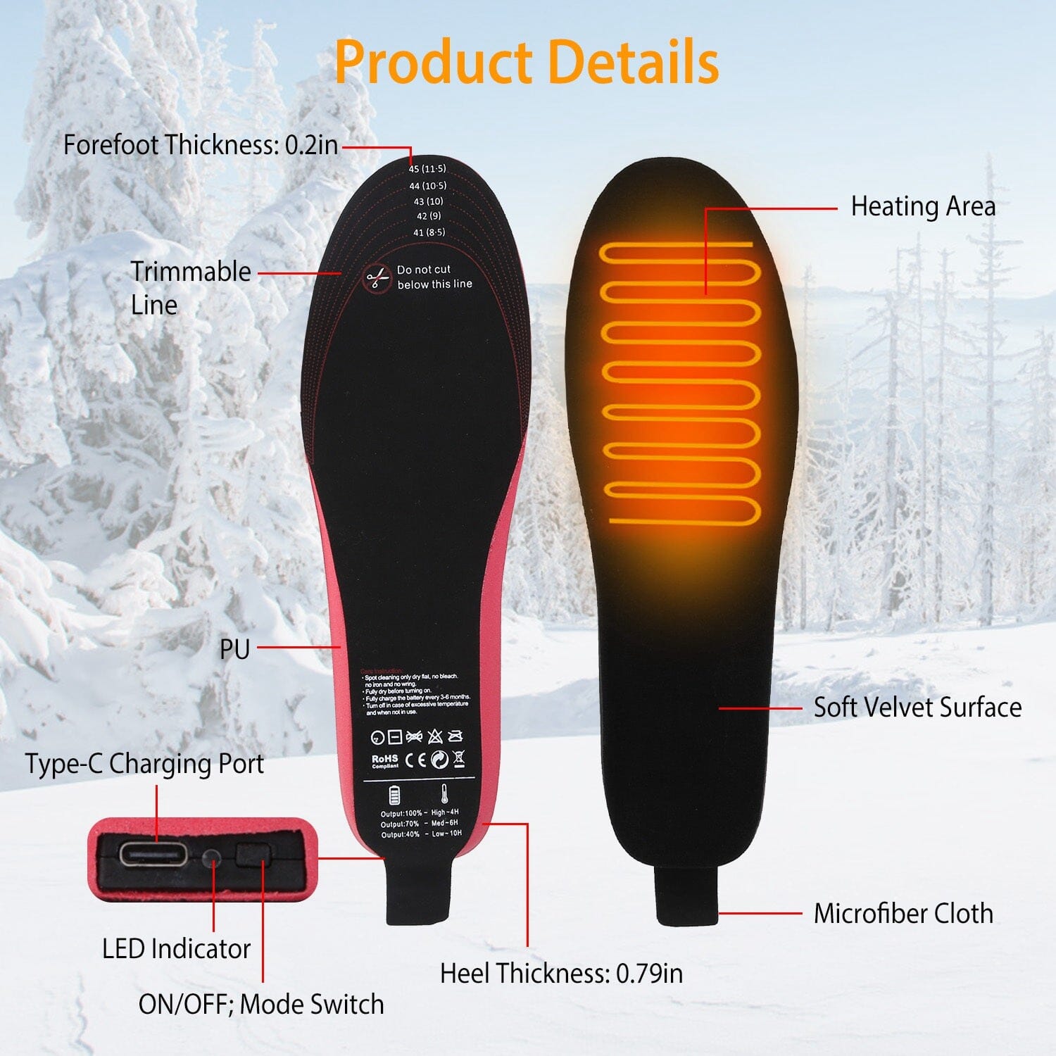 Heated Insoles Electric Heated Foot Warmer Sports & Outdoors - DailySale