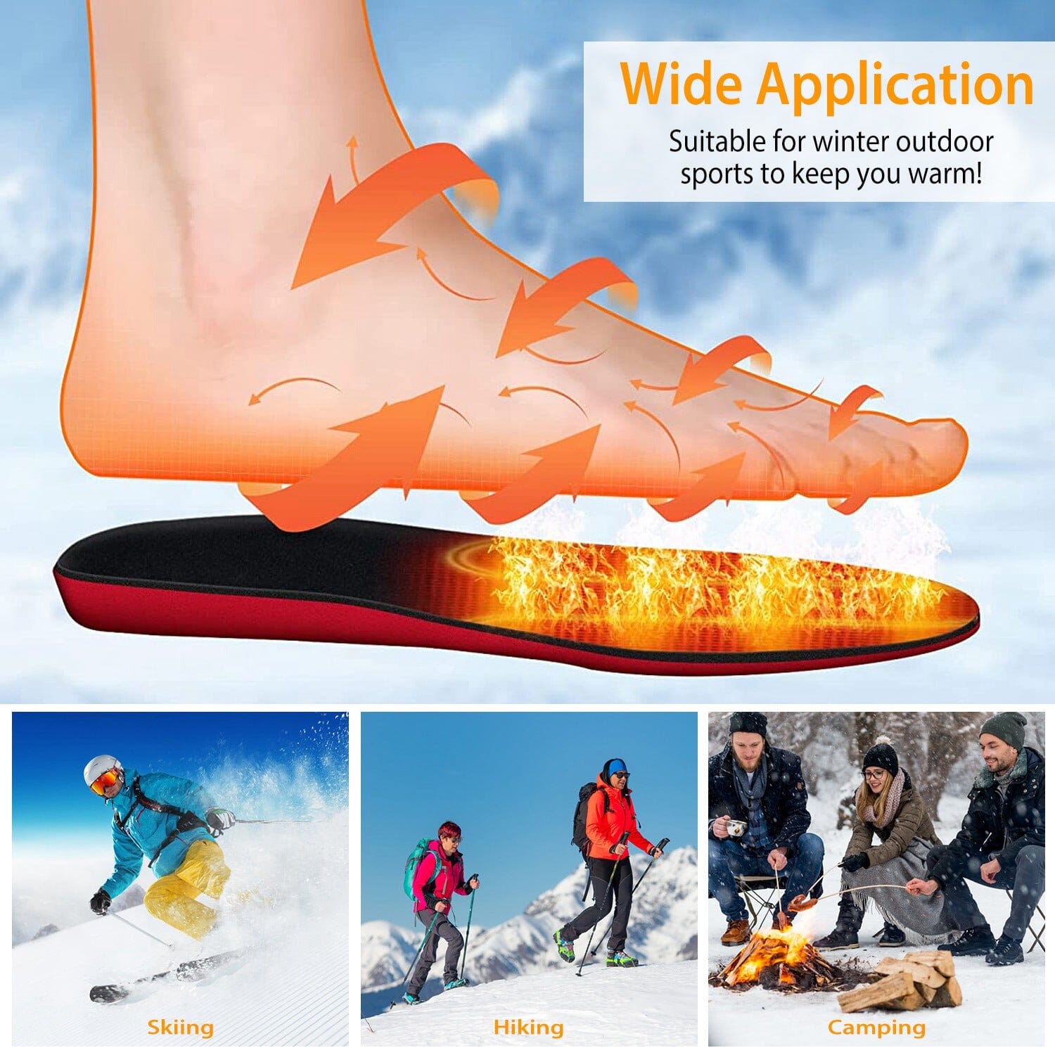 Heated Insoles Electric Heated Foot Warmer Sports & Outdoors - DailySale