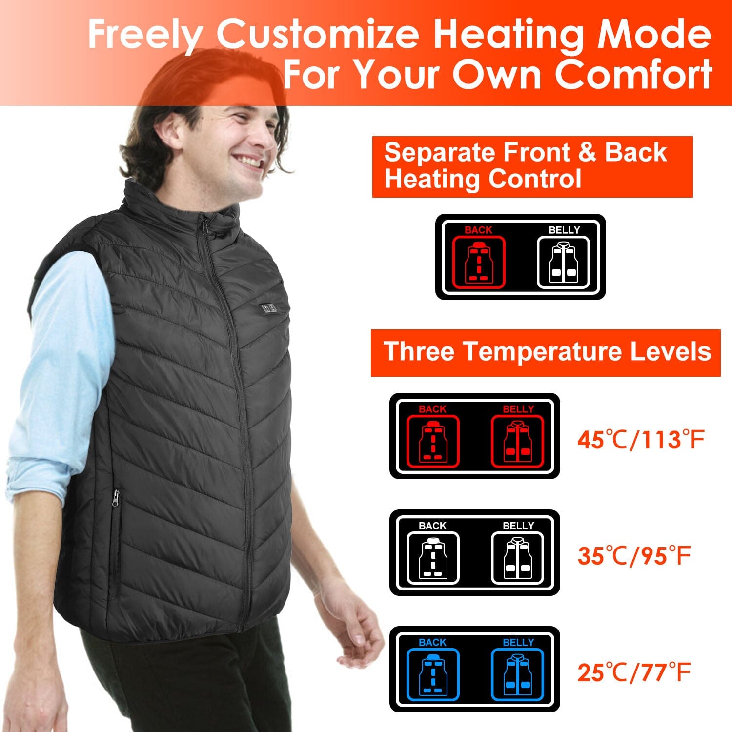 Heated Vest Electric USB Jacket with 3 Temperature Levels Sports & Outdoors - DailySale