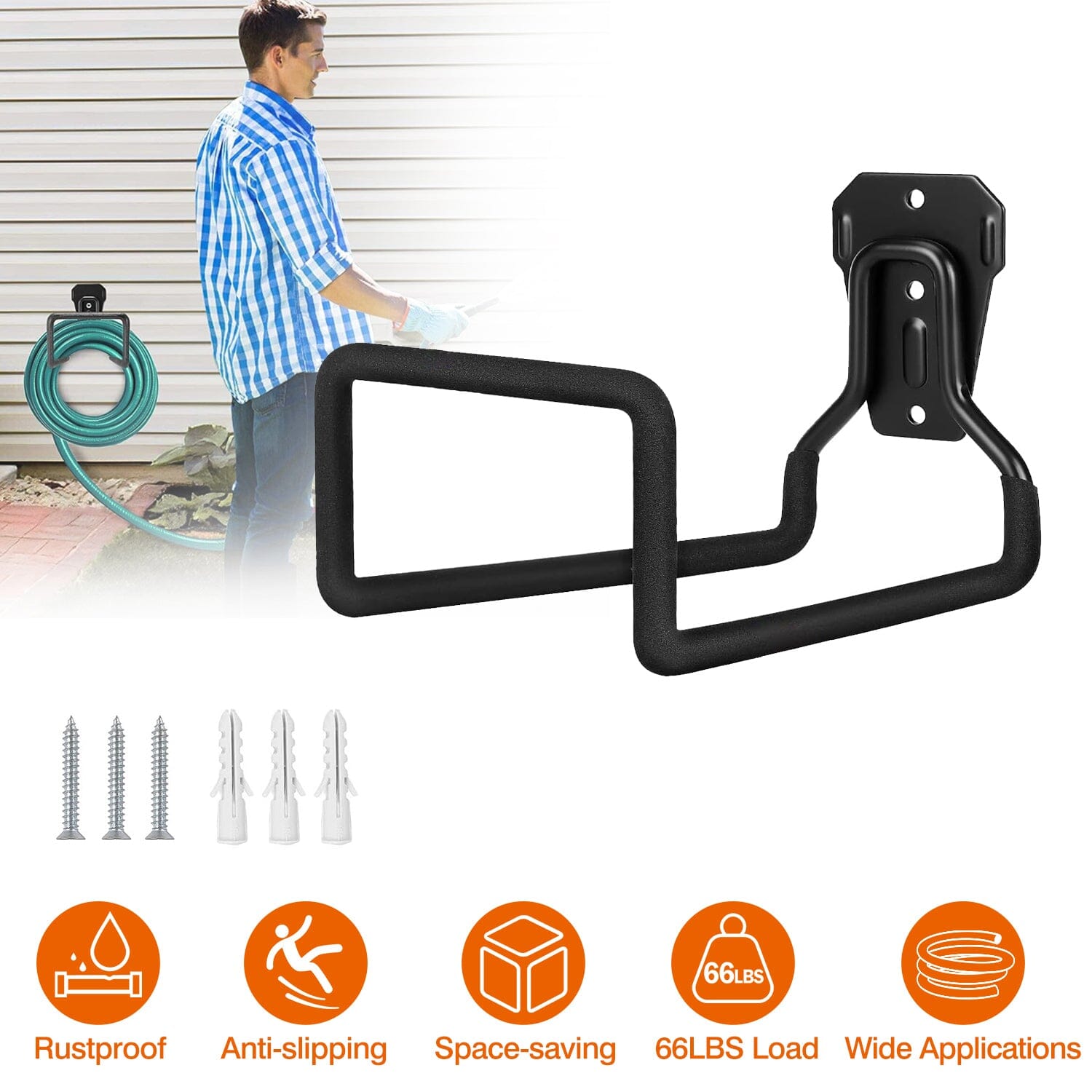 Heavy Duty Iron Hose Holder Wall Mounted Garden & Patio - DailySale