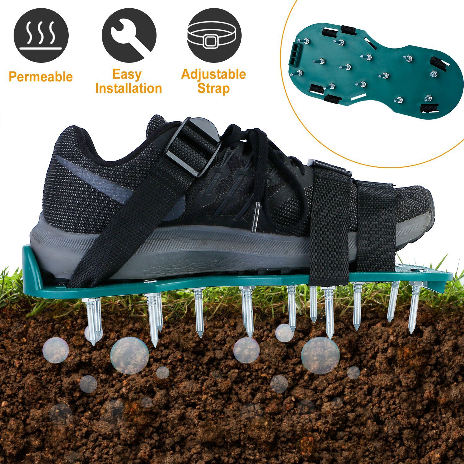 Heavy Duty Lawn Aerator Shoes with Adjustable Straps Garden & Patio - DailySale