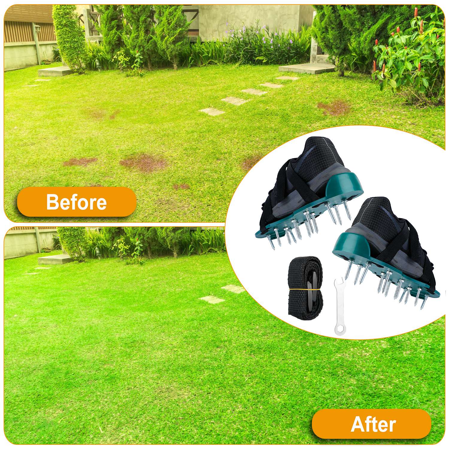 Heavy Duty Lawn Aerator Shoes with Adjustable Straps Garden & Patio - DailySale