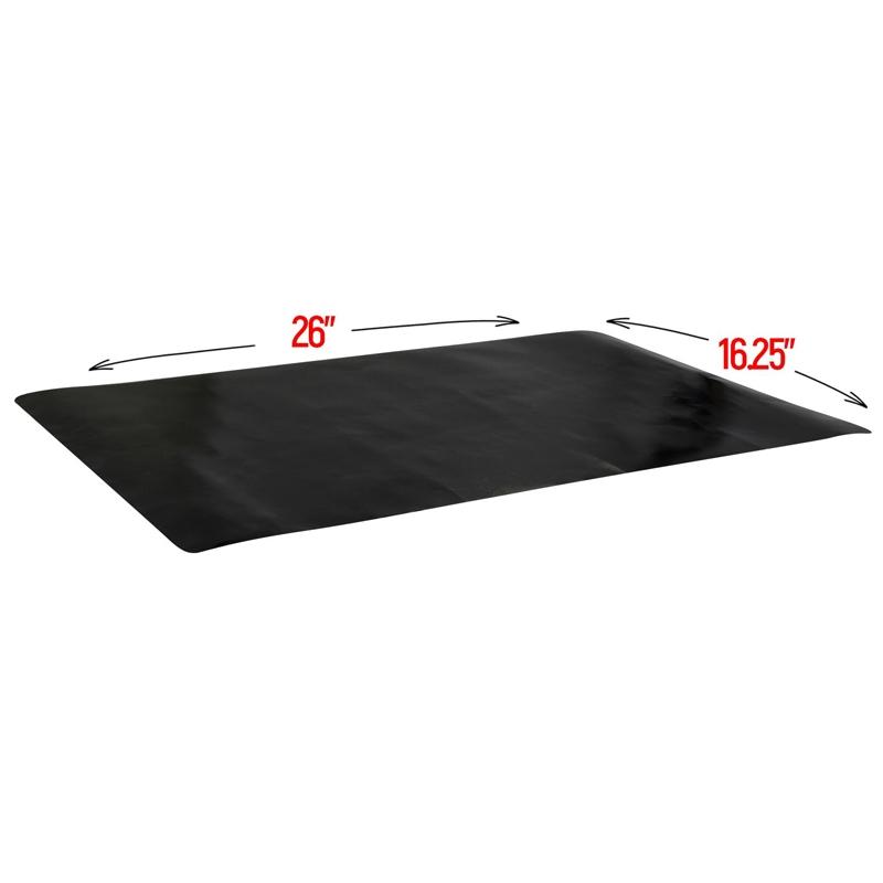 Heavy-Duty Nonstick Oven Liner for Oven spread out over a white background showing physical dimensions (26" x 16.25")