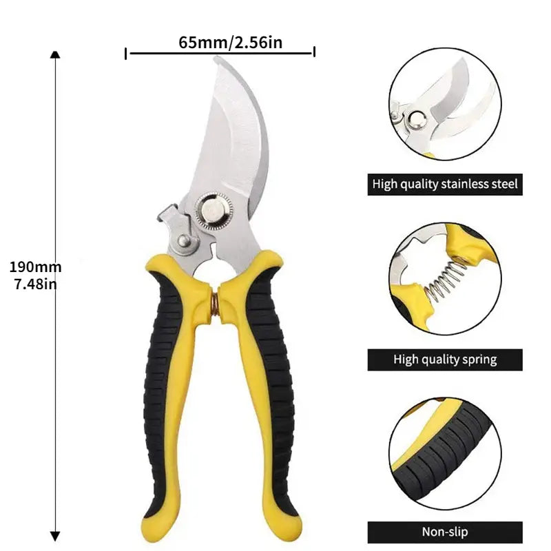 Heavy Duty Pruning Shears with Rust Proof Stainless Steel Blades Handheld Gardening Tools Garden & Patio - DailySale