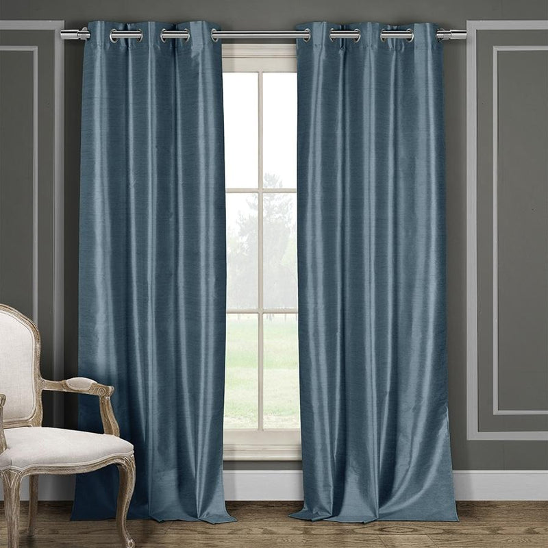 Heavy Faux-Silk Double-Layered Blackout Thermal Panel Pair - Assorted Colors Furniture & Decor Blue - DailySale