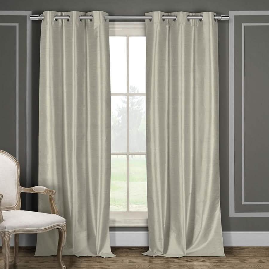 Heavy Faux-Silk Double-Layered Blackout Thermal Panel Pair - Assorted Colors Furniture & Decor Taupe - DailySale