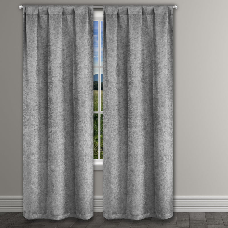 Heavy Suede Embossed Textured Blackout Thermal Window Curtain Pair Panel Furniture & Decor Gray - DailySale