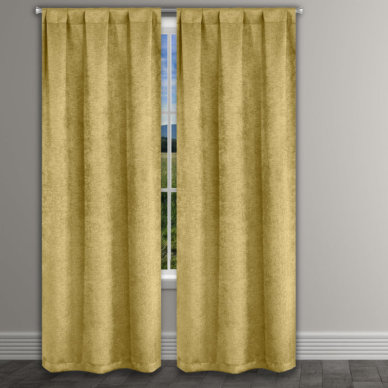 Heavy Suede Embossed Textured Blackout Thermal Window Curtain Pair Panel Furniture & Decor Ochre - DailySale