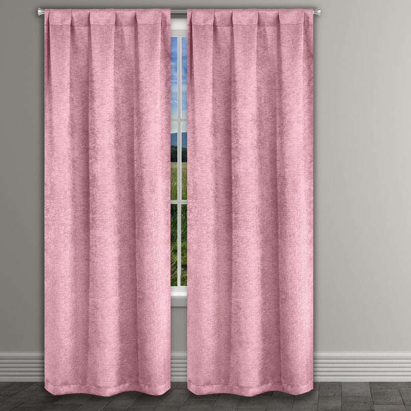 Heavy Suede Embossed Textured Blackout Thermal Window Curtain Pair Panel Furniture & Decor Pink - DailySale
