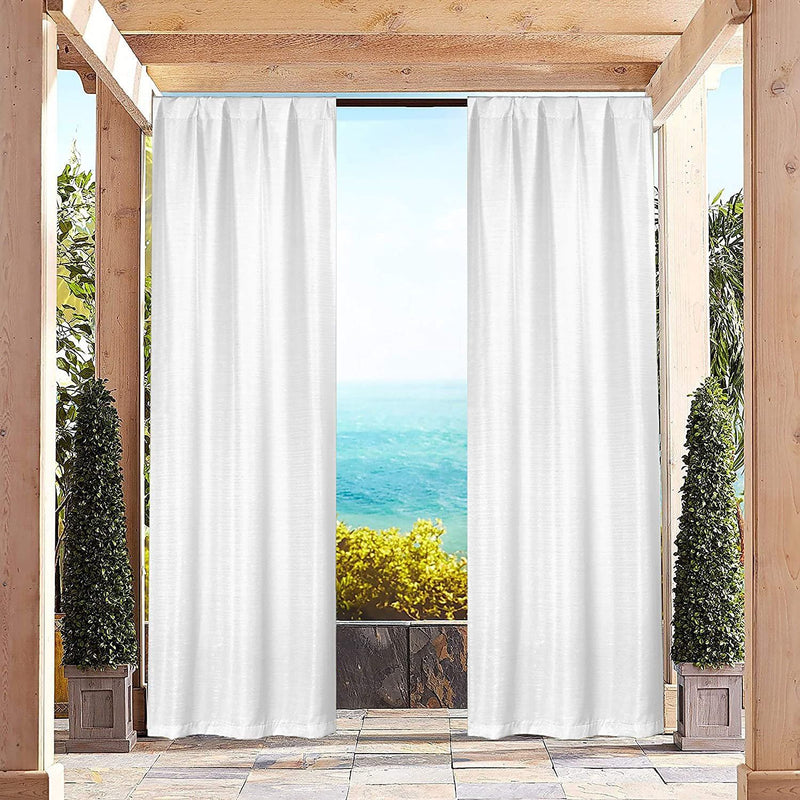 Heavy-Textured Indoor-Outdoor Blackout Curtains Pair Panel Lighting & Decor White - DailySale