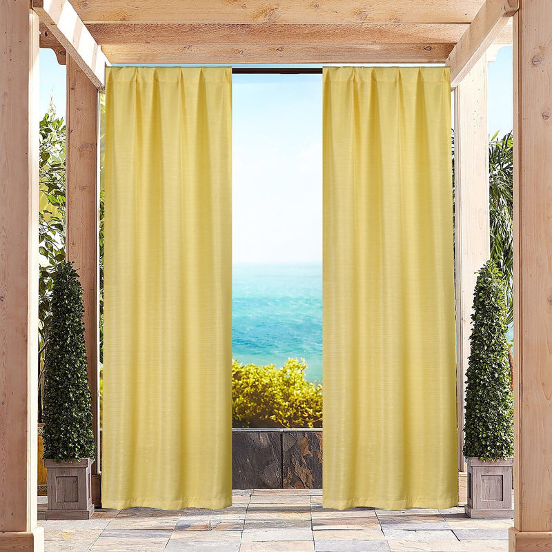 Heavy-Textured Indoor-Outdoor Blackout Curtains Pair Panel Lighting & Decor Yellow - DailySale