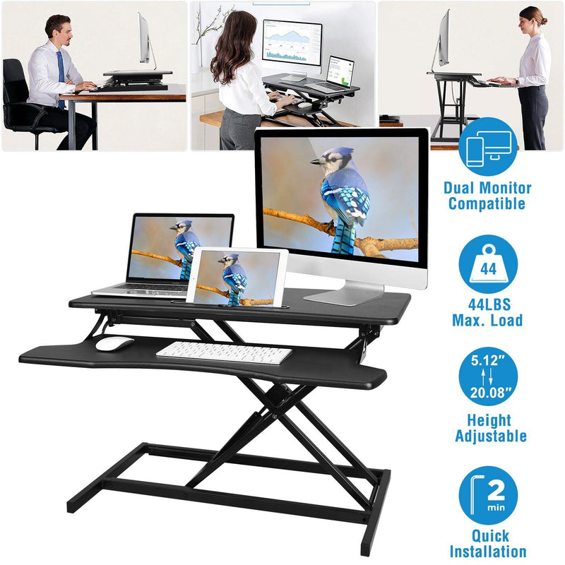 Height Adjustable Standing Desk Converter Workstation Computer Accessories - DailySale