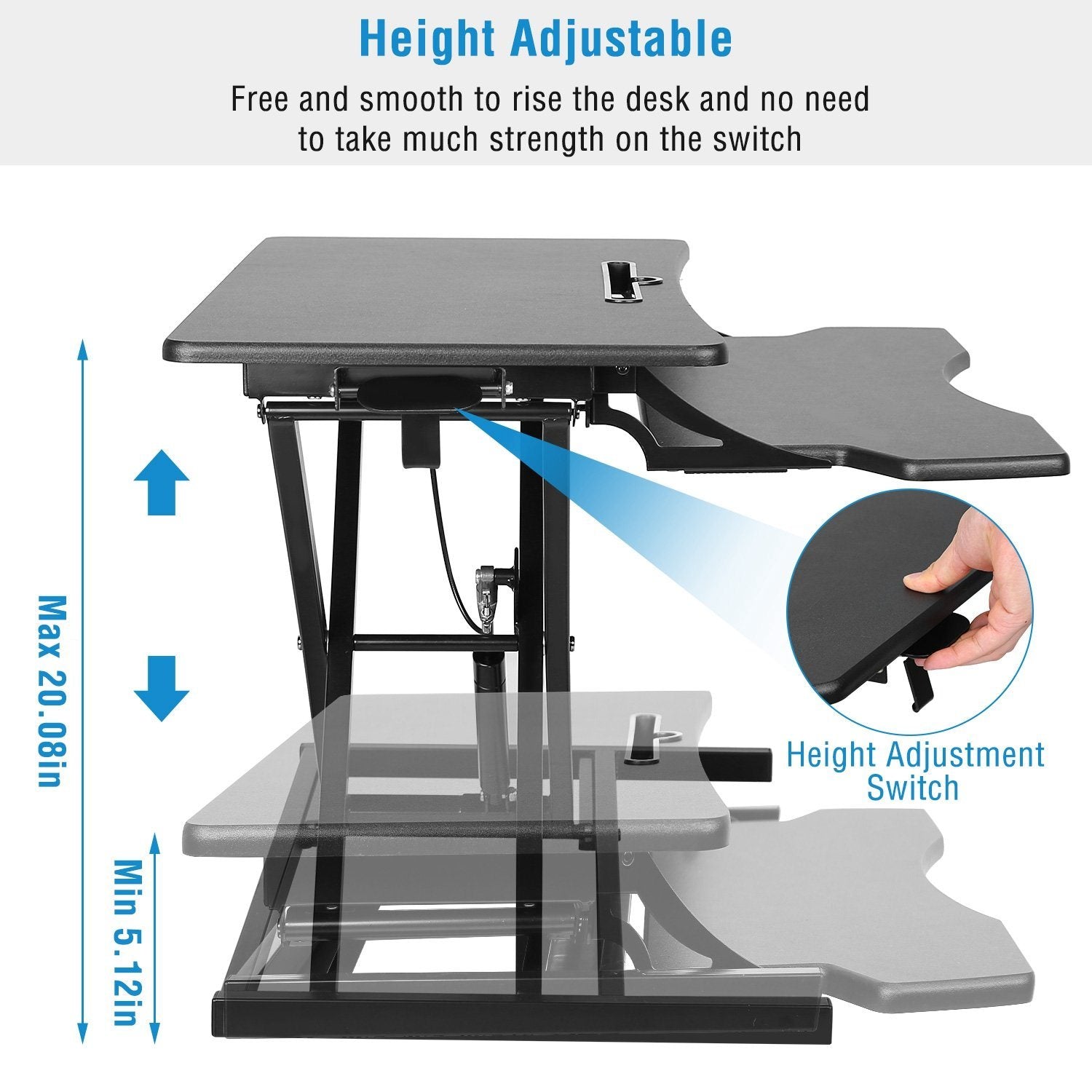 Height Adjustable Standing Desk Converter Workstation Computer Accessories - DailySale