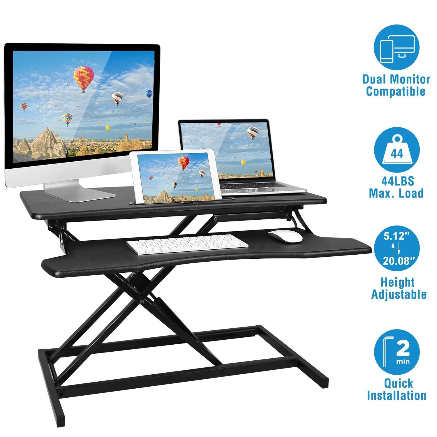 Height Adjustable Standing Desk Converter Workstation Computer Accessories - DailySale