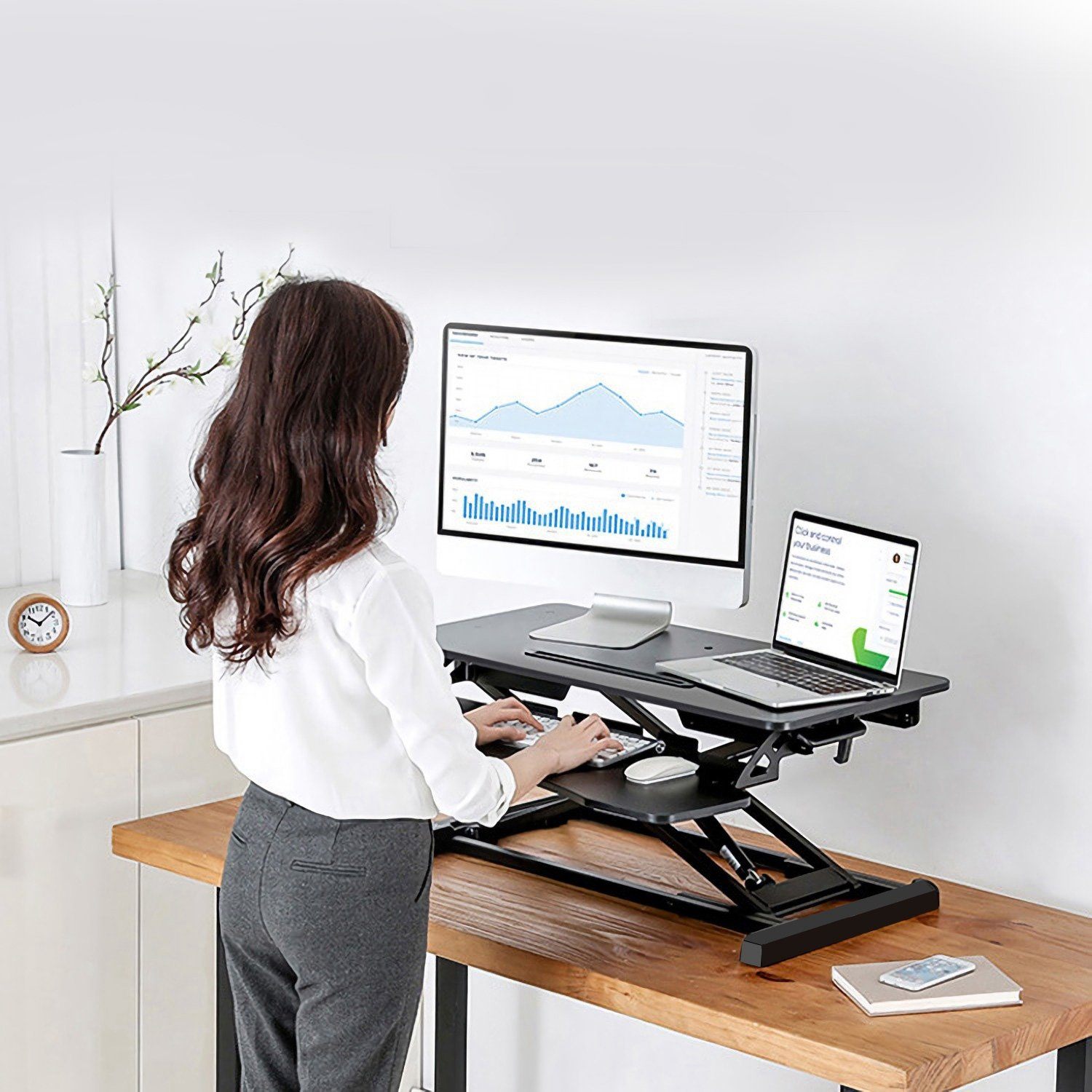 Height Adjustable Standing Desk Converter Workstation Computer Accessories - DailySale