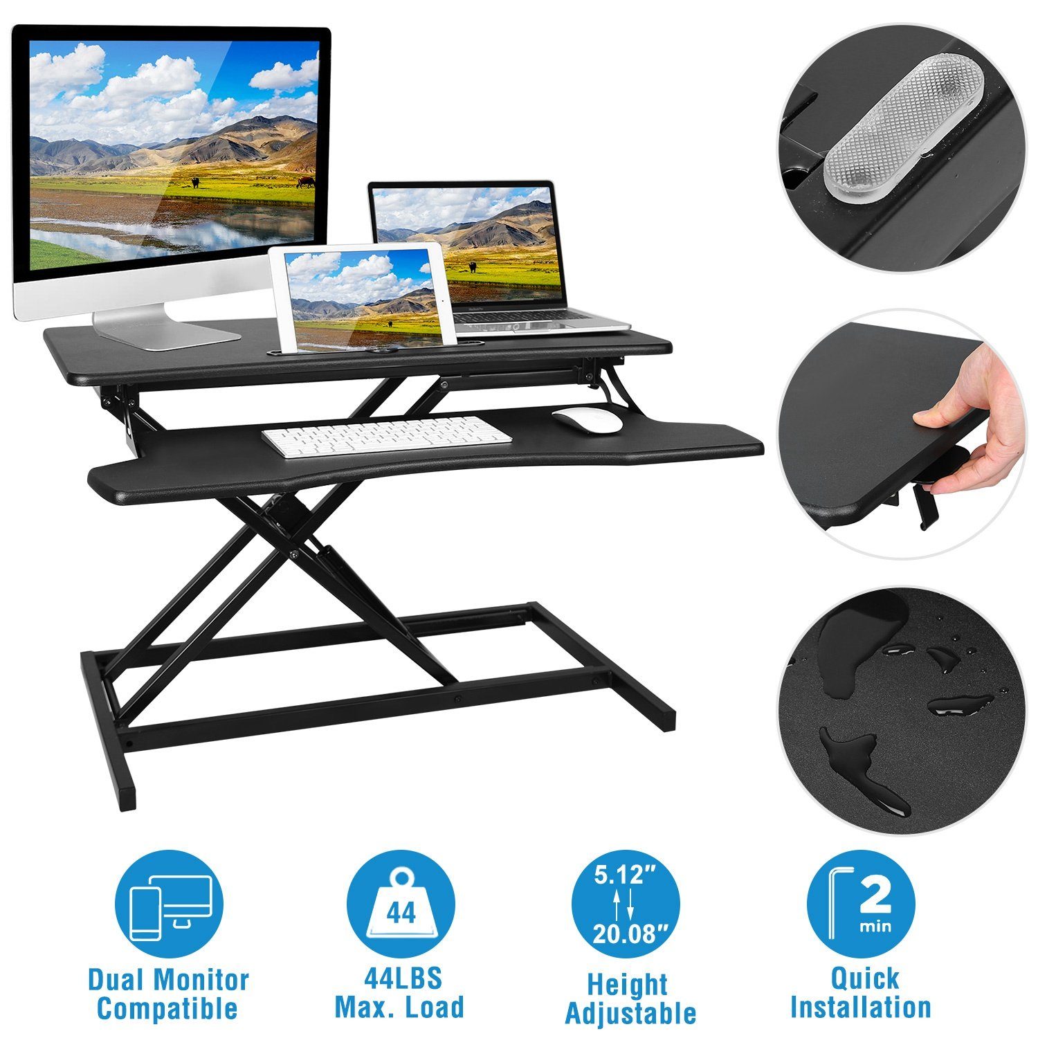 Height Adjustable Standing Desk Converter Workstation Computer Accessories - DailySale