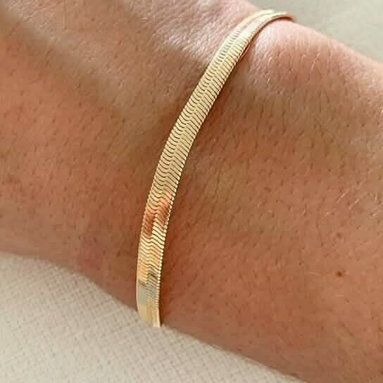 High Polish 18K Gold Filled Herringbone Bracelet, Gold, Herringbone Jewelry Necklace Necklaces - DailySale