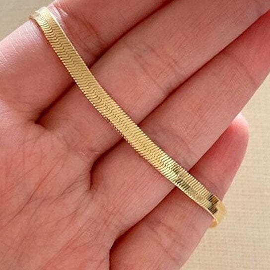 High Polish 18K Gold Filled Herringbone Bracelet, Gold, Herringbone Jewelry Necklace Necklaces - DailySale