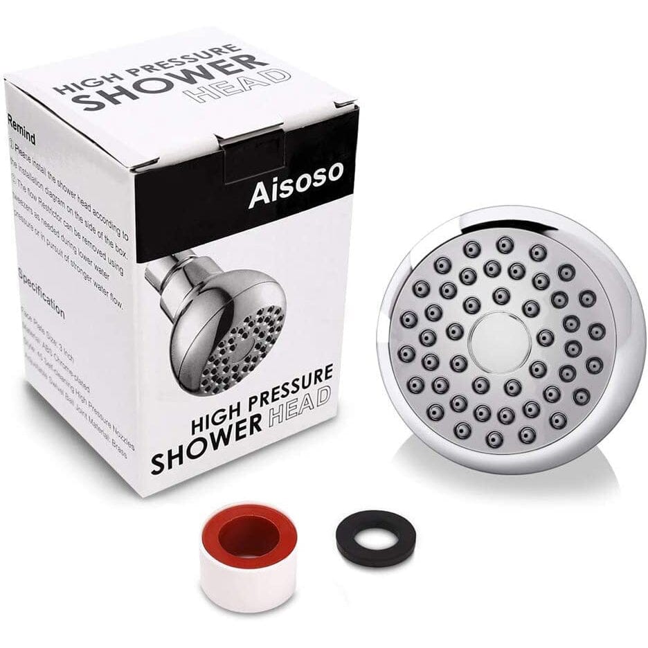 High Pressure Shower Head 3" Anti-clog Anti-leak Fixed with Adjustable Swivel Brass Ball Joint Bath - DailySale