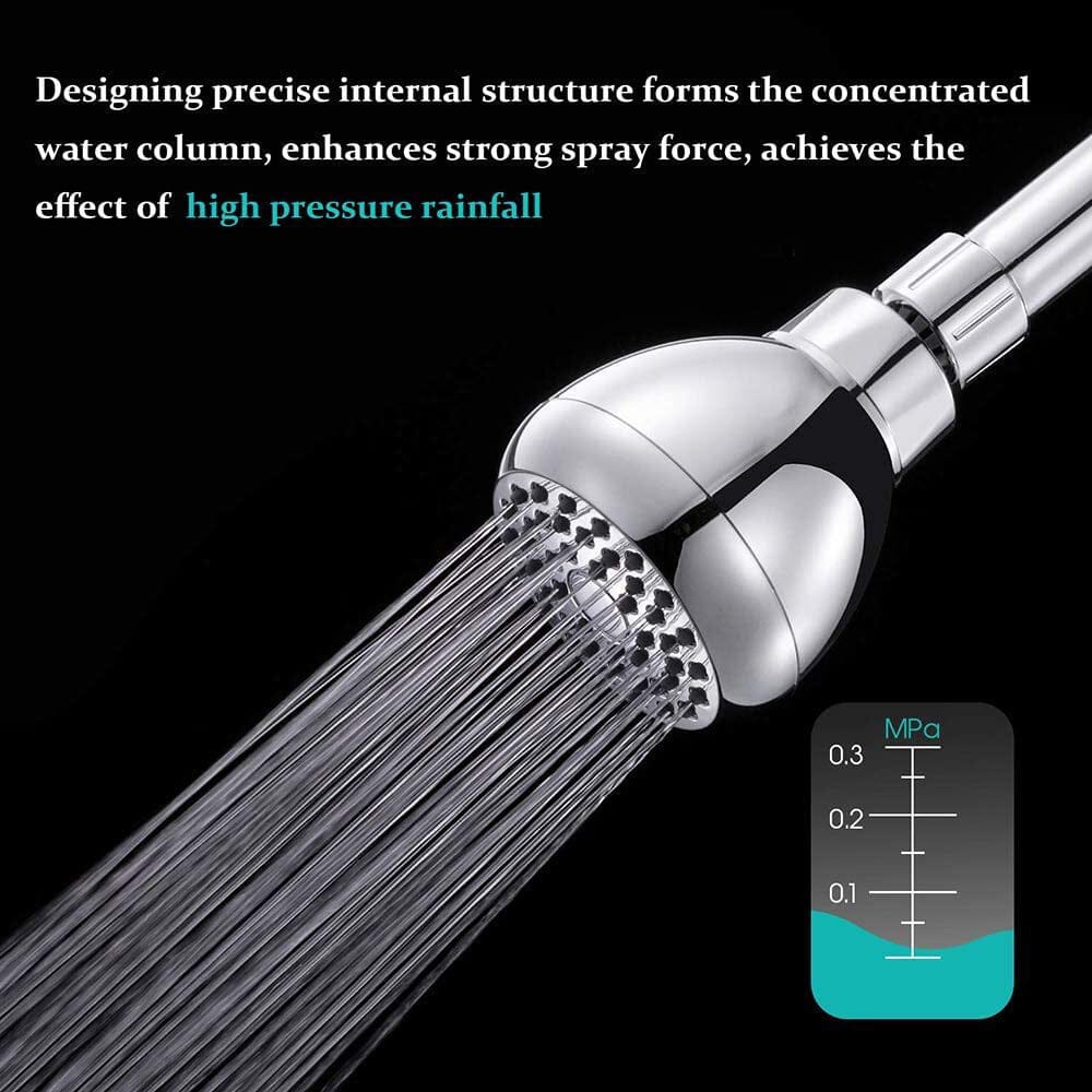 High Pressure Shower Head 3" Anti-clog Anti-leak Fixed with Adjustable Swivel Brass Ball Joint Bath - DailySale