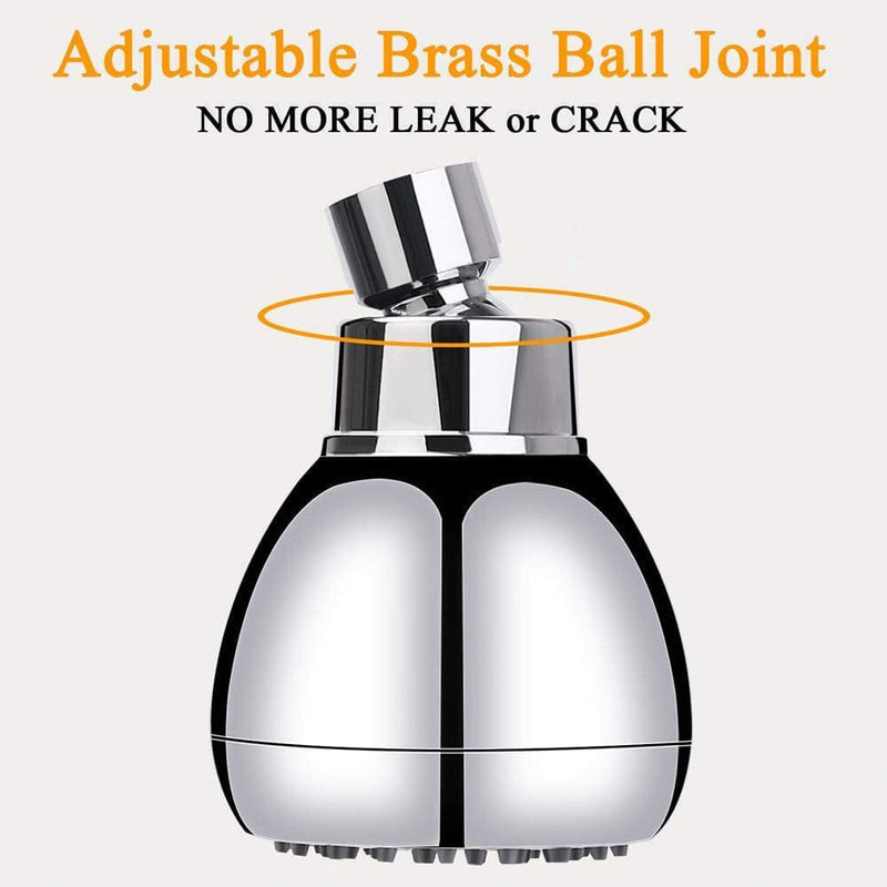 High Pressure Shower Head 3" Anti-clog Anti-leak Fixed with Adjustable Swivel Brass Ball Joint Bath - DailySale