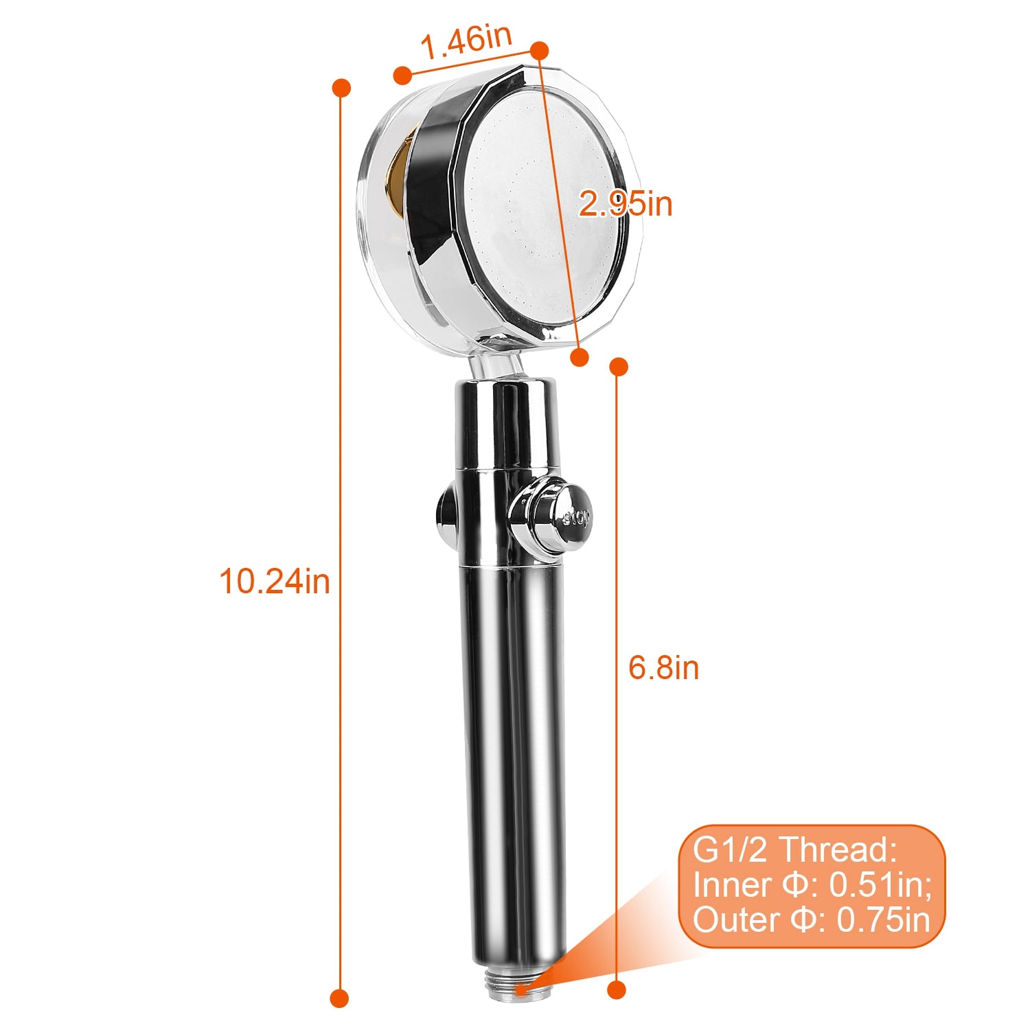 High Pressure Shower Head 360° Rotating Water Saving Handheld Shower Head Bath - DailySale