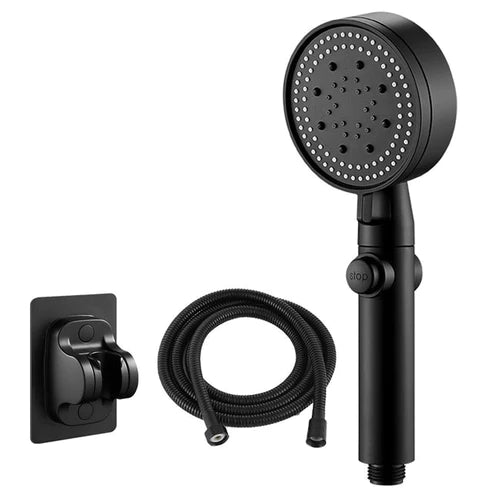 High-Pressure Shower Head 5-Modes Adjustable Faucet Aerator Water Saving Bath Black Suit - DailySale