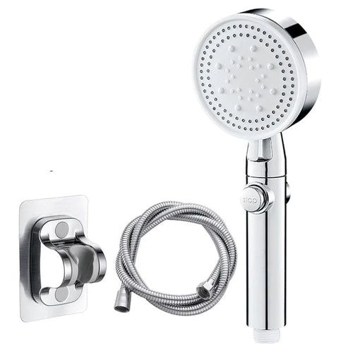 High-Pressure Shower Head 5-Modes Adjustable Faucet Aerator Water Saving Bath Silver Suit - DailySale