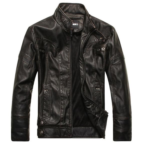 High Quality Fashion Leather Jacket Men's Clothing Black M - DailySale