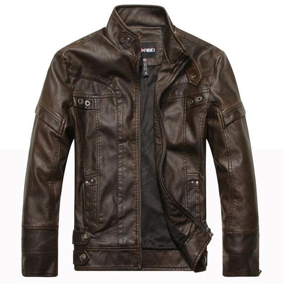 High Quality Fashion Leather Jacket Men's Clothing Dark Brown M - DailySale