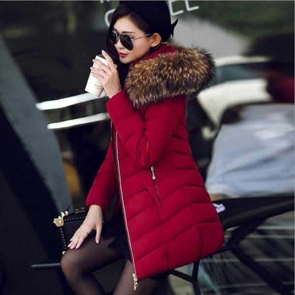 High Quality Winter Down Jacket Women Long Coat Warm Clothes Women's Outerwear Wine Red M - DailySale